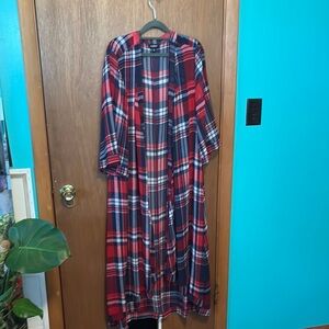 Torrid Red and Blue Plaid Long Jacket